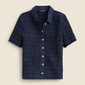 J. Crew Smocked button-up shirt in cotton-blend voile